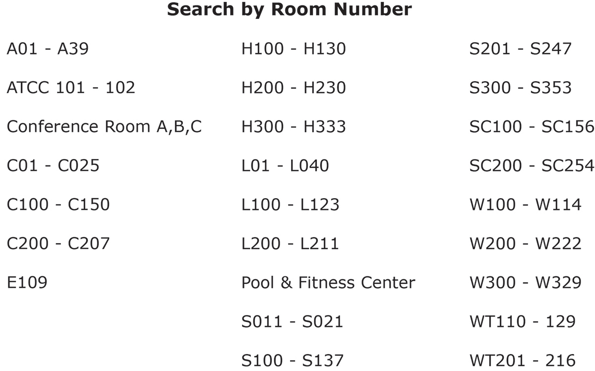room number list