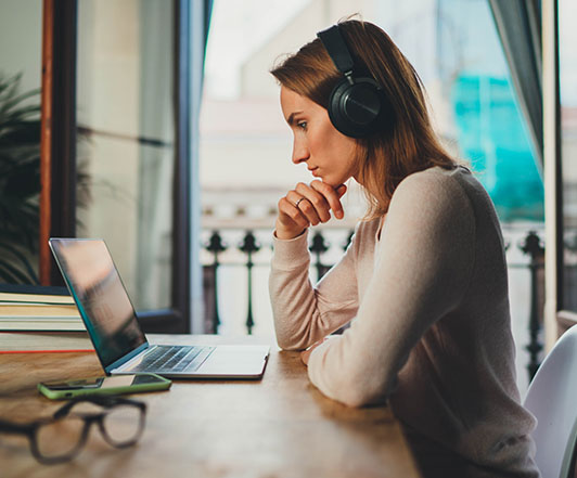student studying at computer