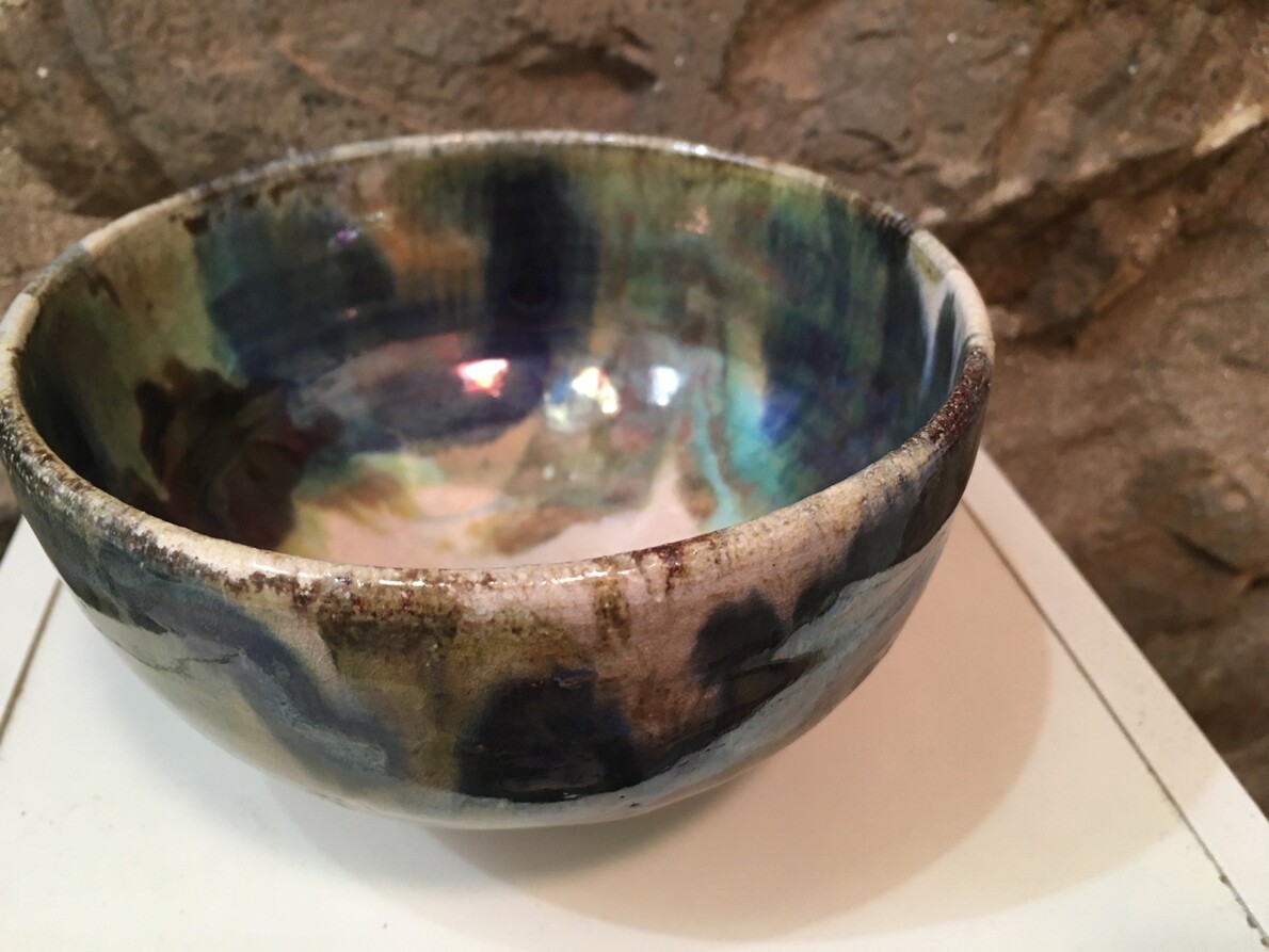 ceramic bowl with multicolor interior