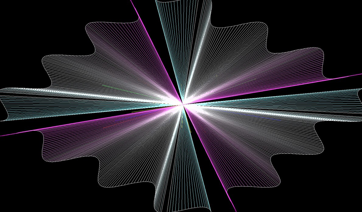 black, white and purple laser art