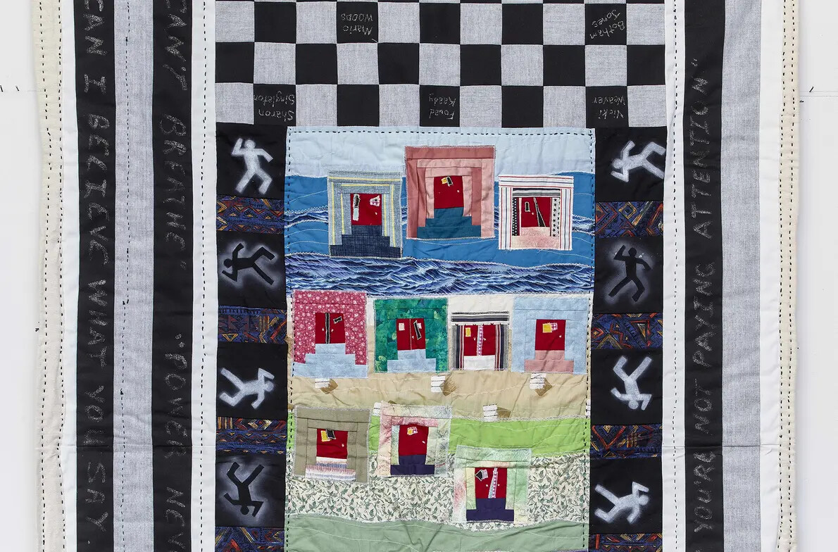 Detail of The Red Doors quilt