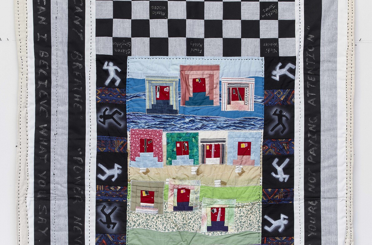 Detail of The Red Doors quilt