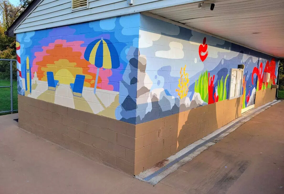 corner of mural on two sides