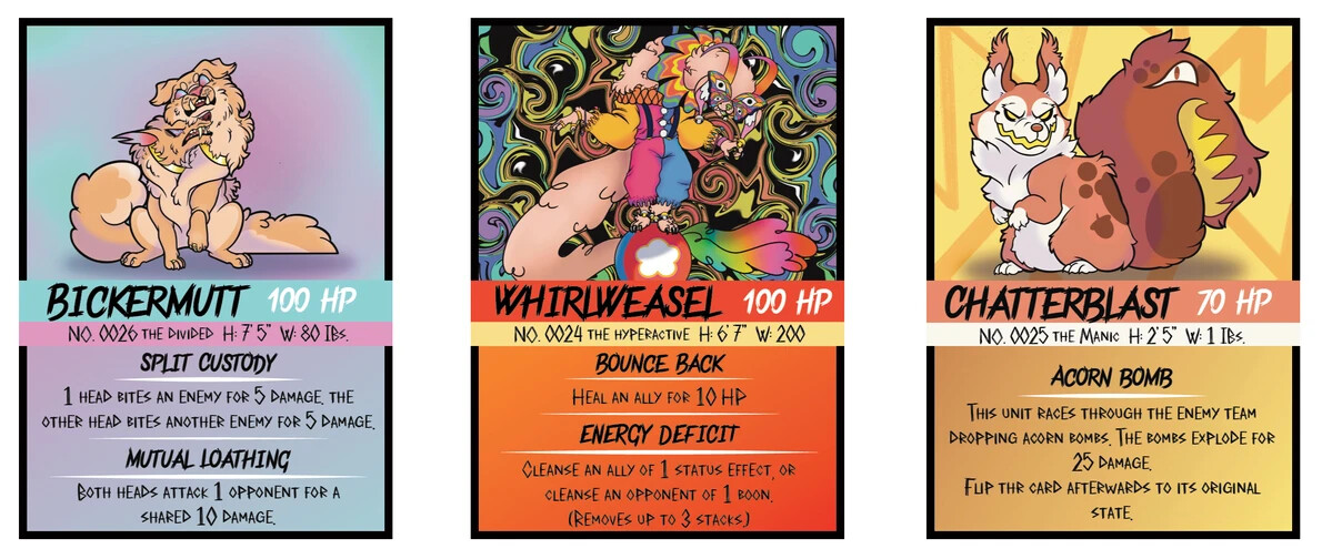 set of 3 colorful cards
