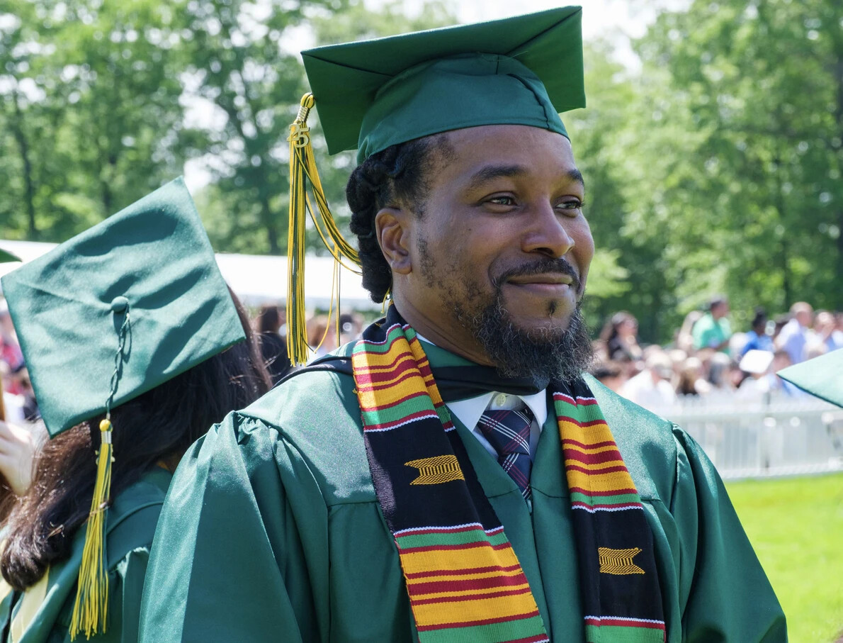 bearded older student at graduation