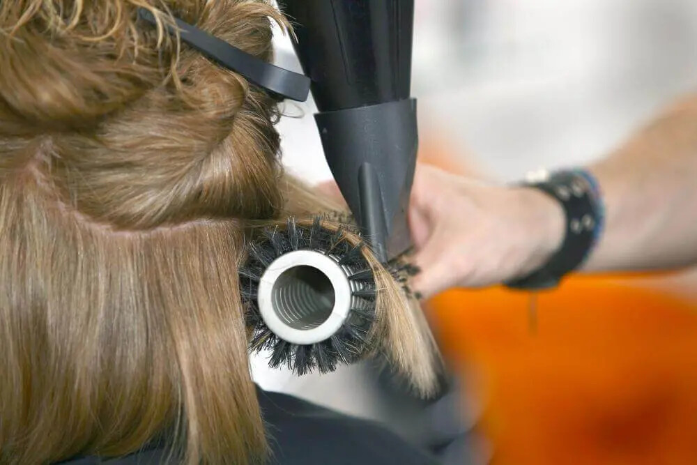 blow drying hair