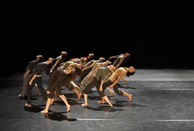 group of contemporary dancers on stage