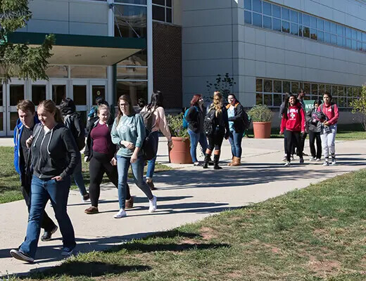 students walking on campus