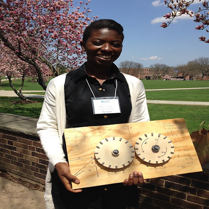 Esther Hiamang with gears
