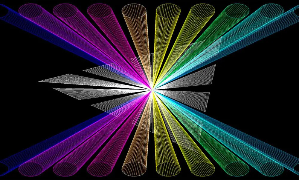 new laser image with purple and green