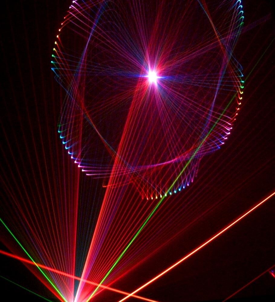laser image in reds and purple