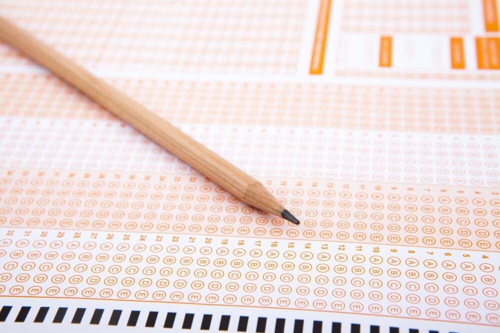 pencil with standardized test sheet