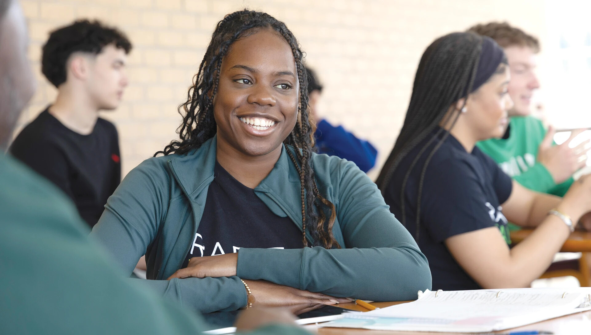 students in the West Building Lounge