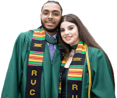 two rvcc students in graduation gowns