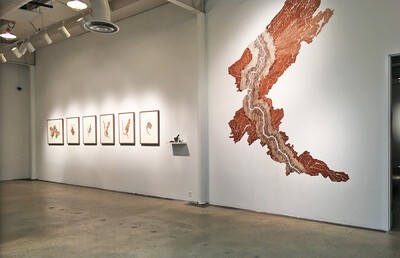 artwork in gallery with map