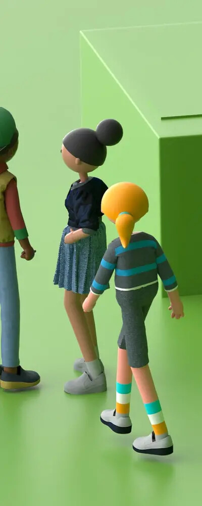 cartoon rvcc students walking campus