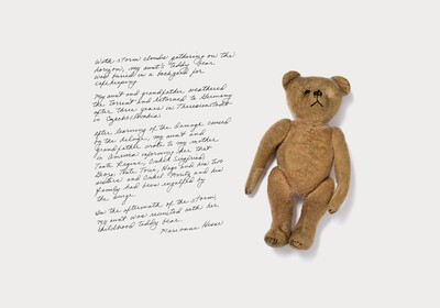 picture of teddy bear and note