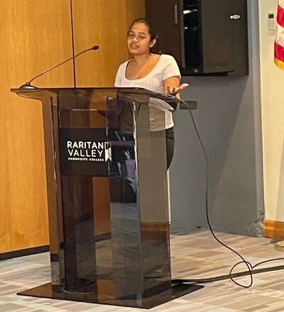 tanaya dhumale at podium