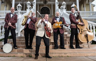 musicians with instruments on steps