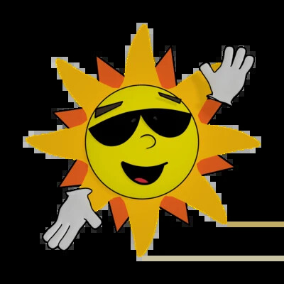 sun with sunglasses and gloves