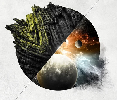 image of a circle half outer space and have terrian