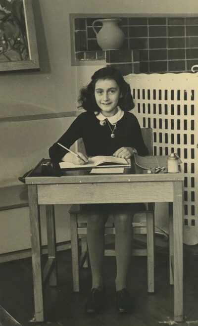 anne frank at school desk