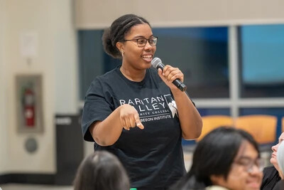 tamara jones with microphone