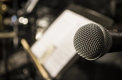 microphone and music on stand