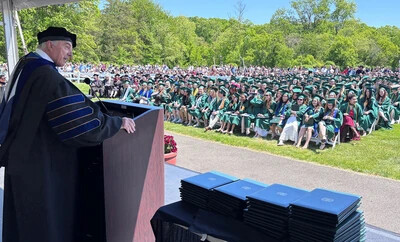 mike addressing graduates at 2026 commencement