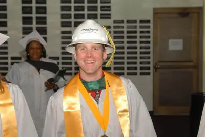 graduate in hard hat