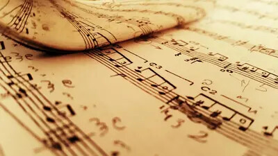 reflected sheet music