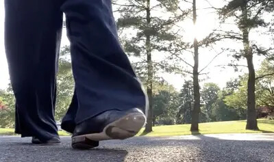 lower legs and feet walking outside
