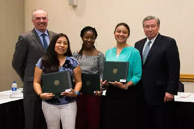nursing student with rvcc president and board chair