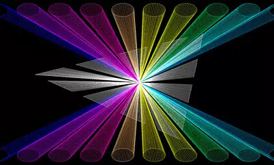 lasers with purple and green