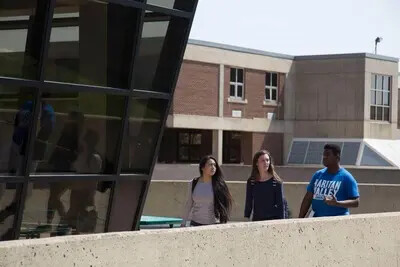 students walking outside