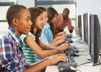 teens in computer room