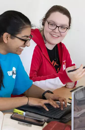 Students working