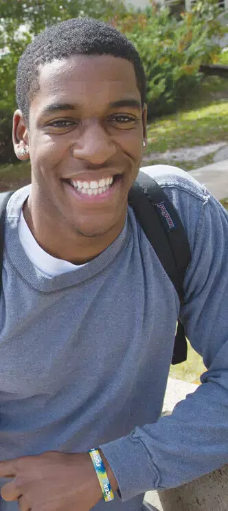 male student on campus