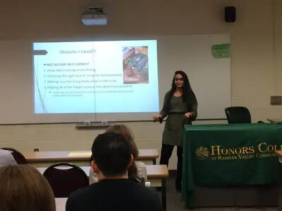 student giving powerpoint presentation