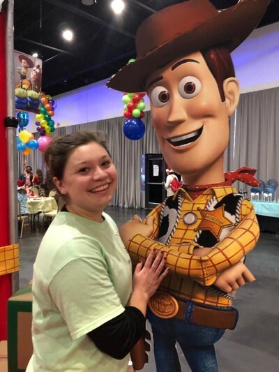 jaime stramaglia with gian Woody from Toy Story