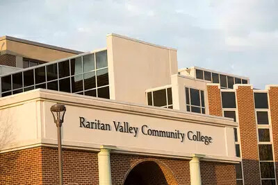 angled view of college name