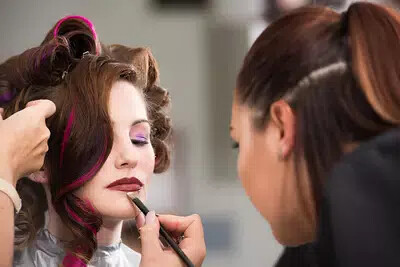 closeup on makeup application