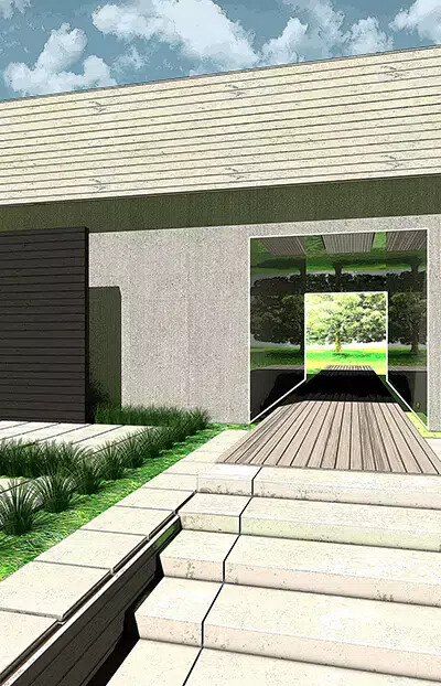 architectural drawing of front of house