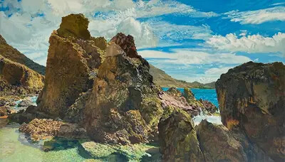 paintings of mountains and water