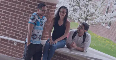 Students by front entrance
