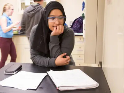 Female student reading