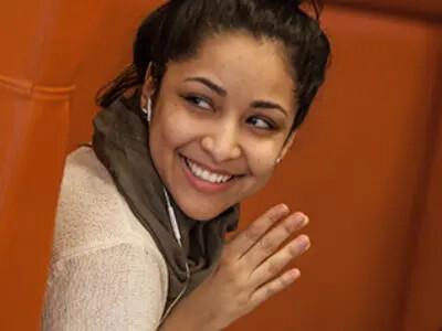 female student in student center