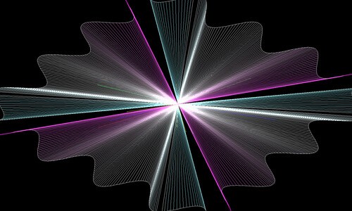 black, white and purple laser art