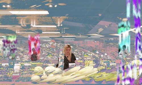 digital art of girl at grocery store