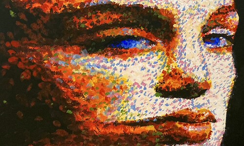 image of face with blue dots